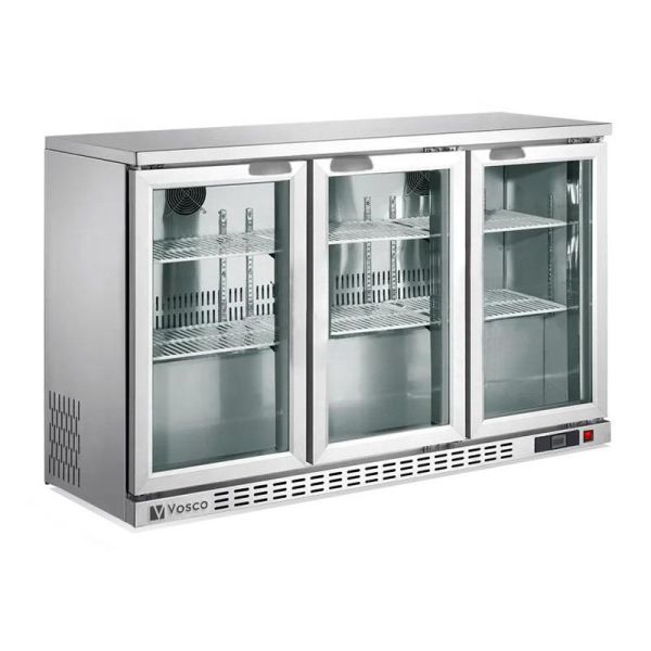Vosco 3 Kapılı Bar Arkası Şişe Soğutucu Dolap, 338 L, Gri, VBB-G350