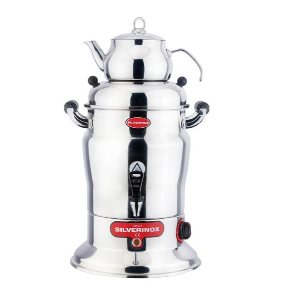 SilverInox Crown Çay Semaveri, Tek Demlikli, 100 Bardak Kapasiteli, 10 L, 2201-1