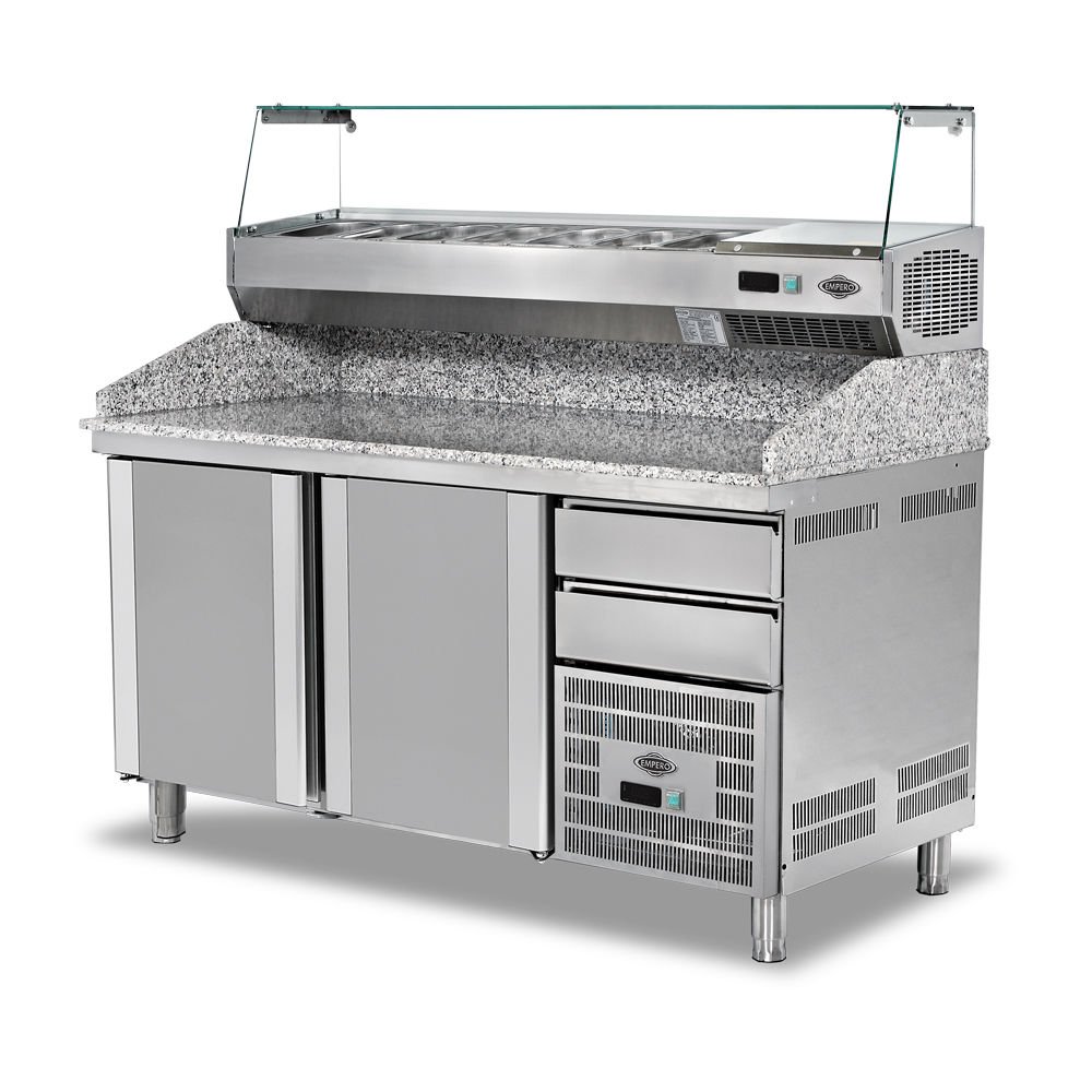 Empero Pizza Hazırlık Buzdolabı Granit Tablalı, 2 Kapılı EMP.160.80.02