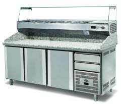 Empero Pizza Hazırlık Buzdolabı Granit Tablalı, 3 Kapılı EMP.210.80.02